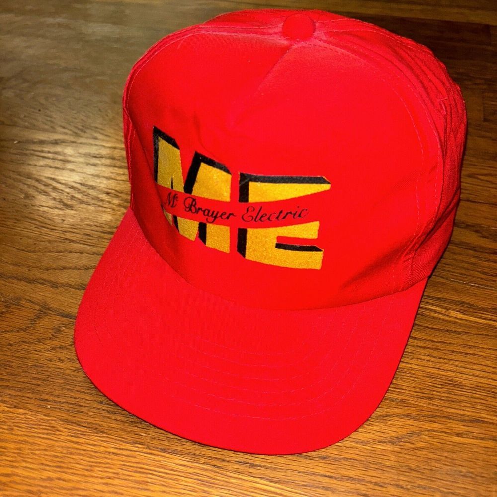 VTG ME McBrayer Electric WV Hat Cap YoungAn Snapback Red‎ Gold 90s Retro